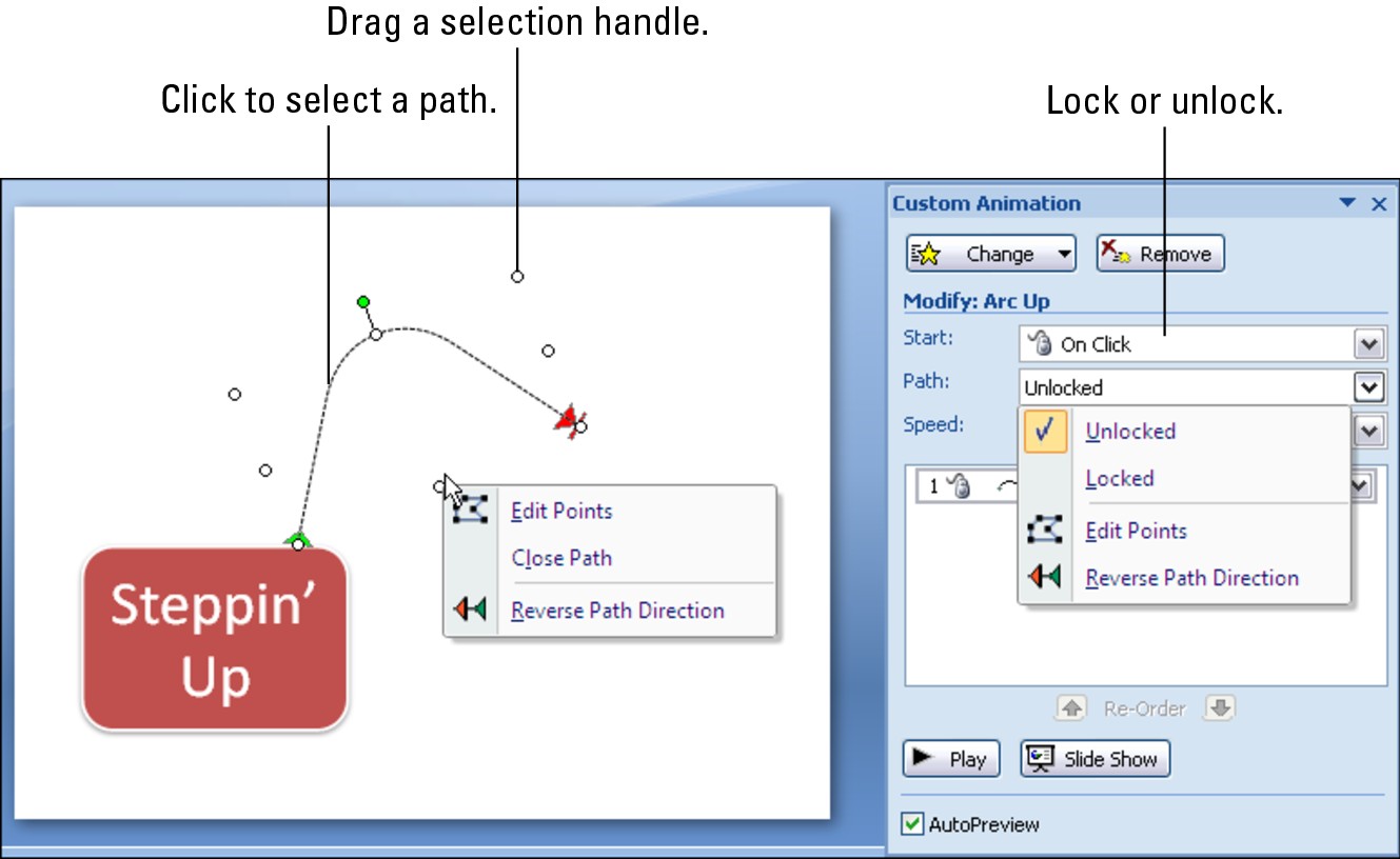 Figure 1-21: Wrestling with motion paths.